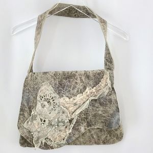 Gray Leather Shoulder Bag